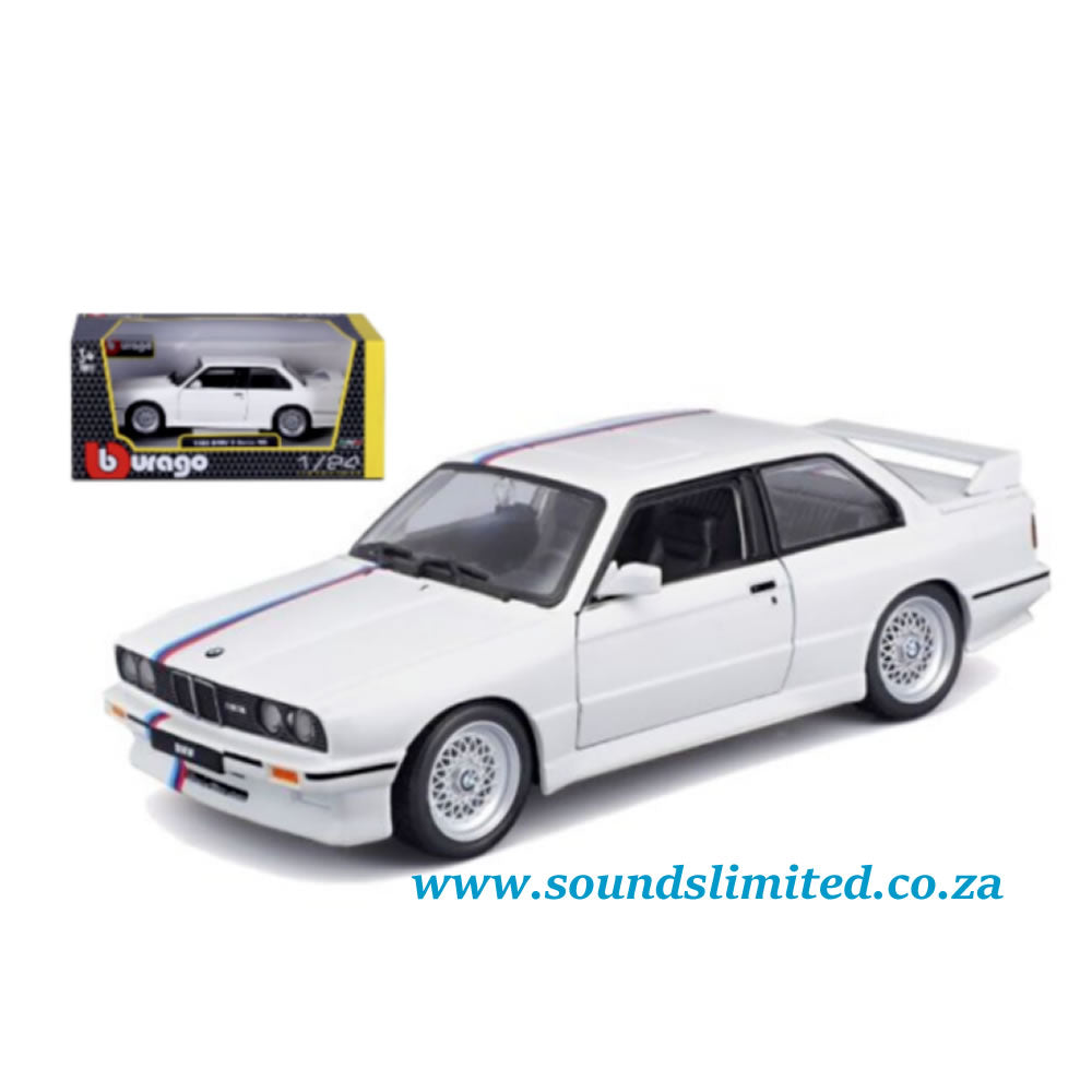 BBurago 1988 BMW M3 E30 (White) 1/24 Diecast Car 18-21100