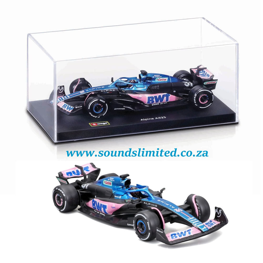 Bburago 1/43 BWT Alpine F1 A523 2023 #31 Esteban Ocon with helmet - Collectors Hard Case 18-38073