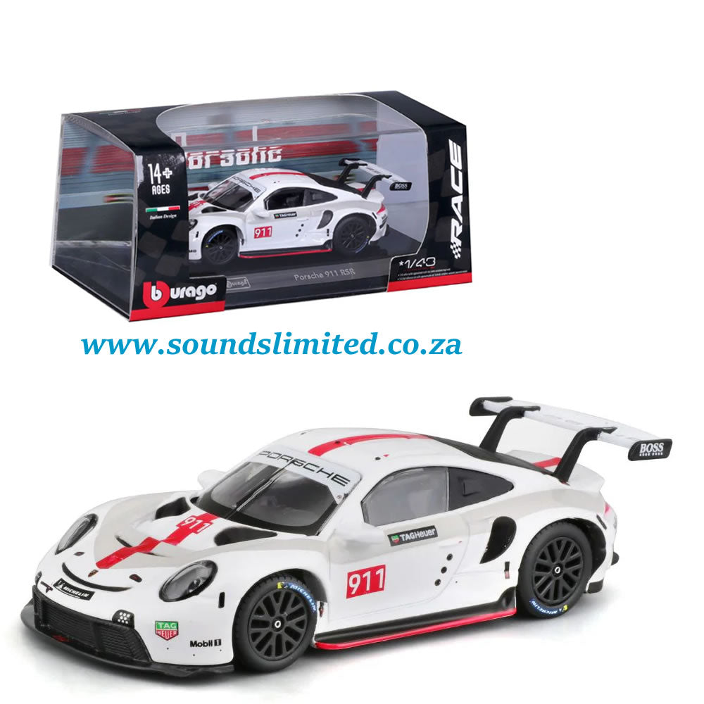 Bburago Race Porsche 911 RSR White Scale 1/43 18-38302