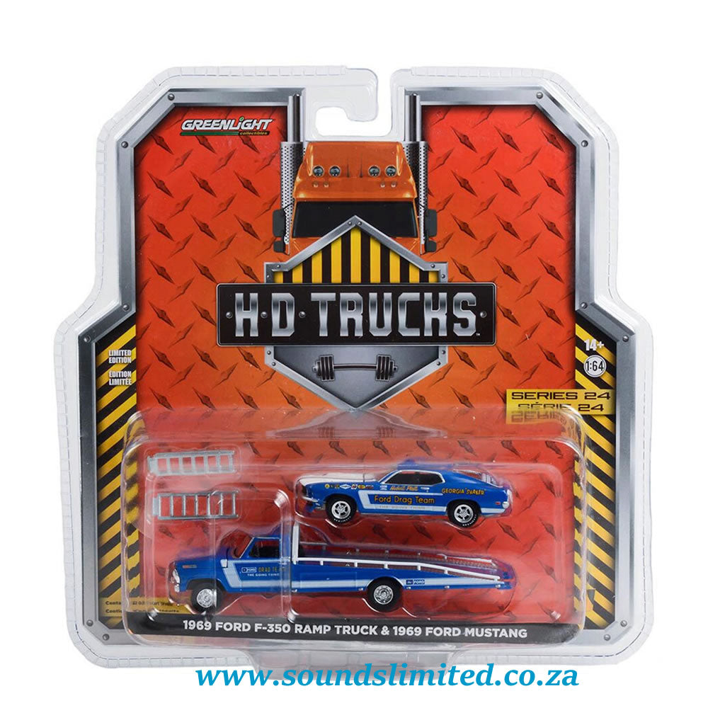 Greenlight 1969 Ford F-350 Ramp Truck with 1969 Ford Mustang 1:64