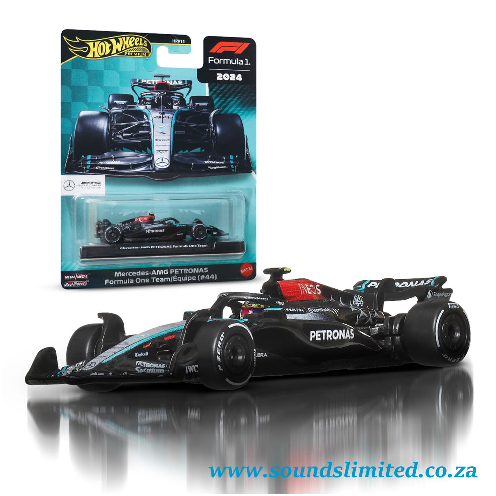 Hot Wheels Set of 2 Premium Formula 1 Mercedes-AMG Petronas Formula One Team W15 #44 and #63 - HRV11