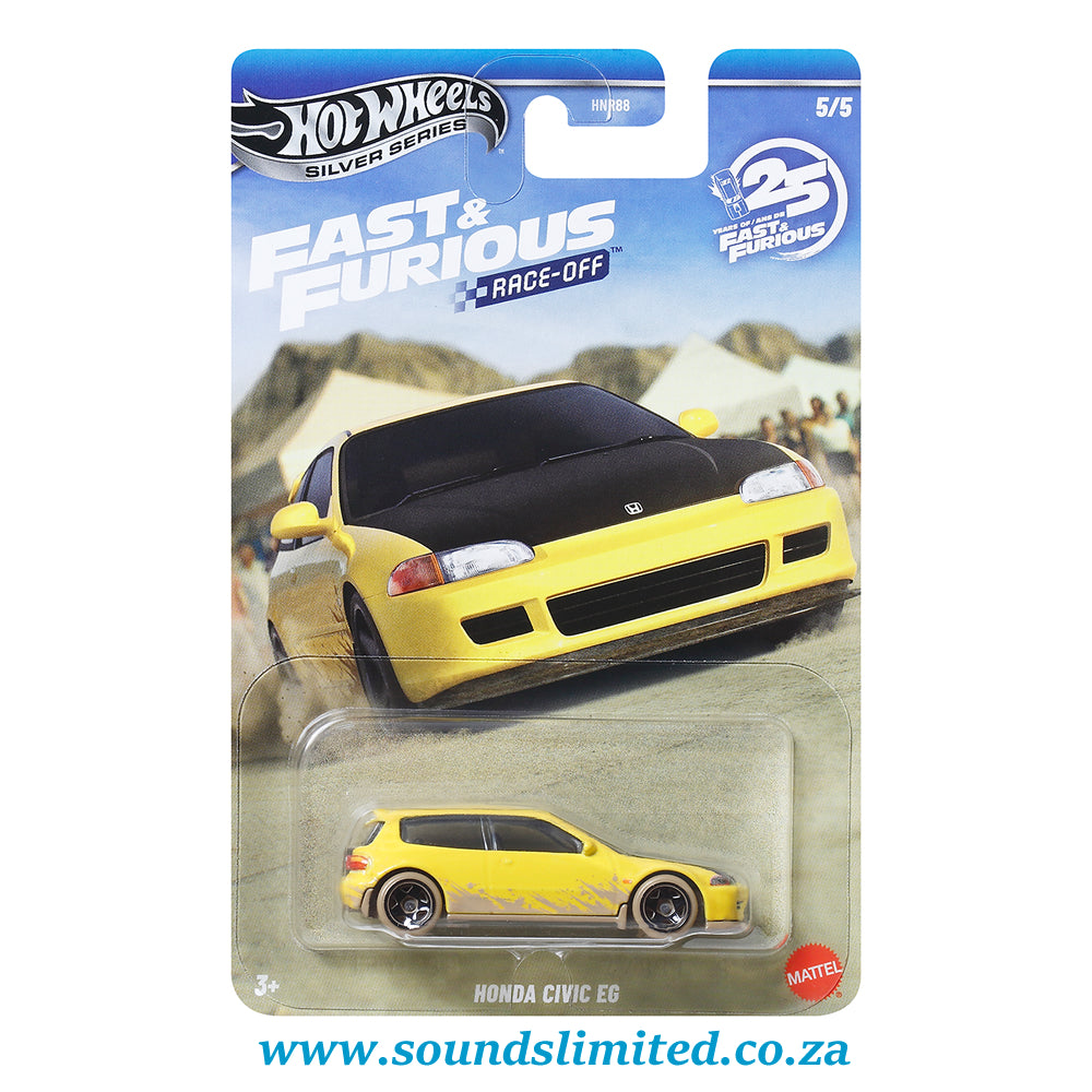 Hot Wheels Silver Series Honda Civic EG Fast & Furious 25th Anniversary RACE OFF JKX19