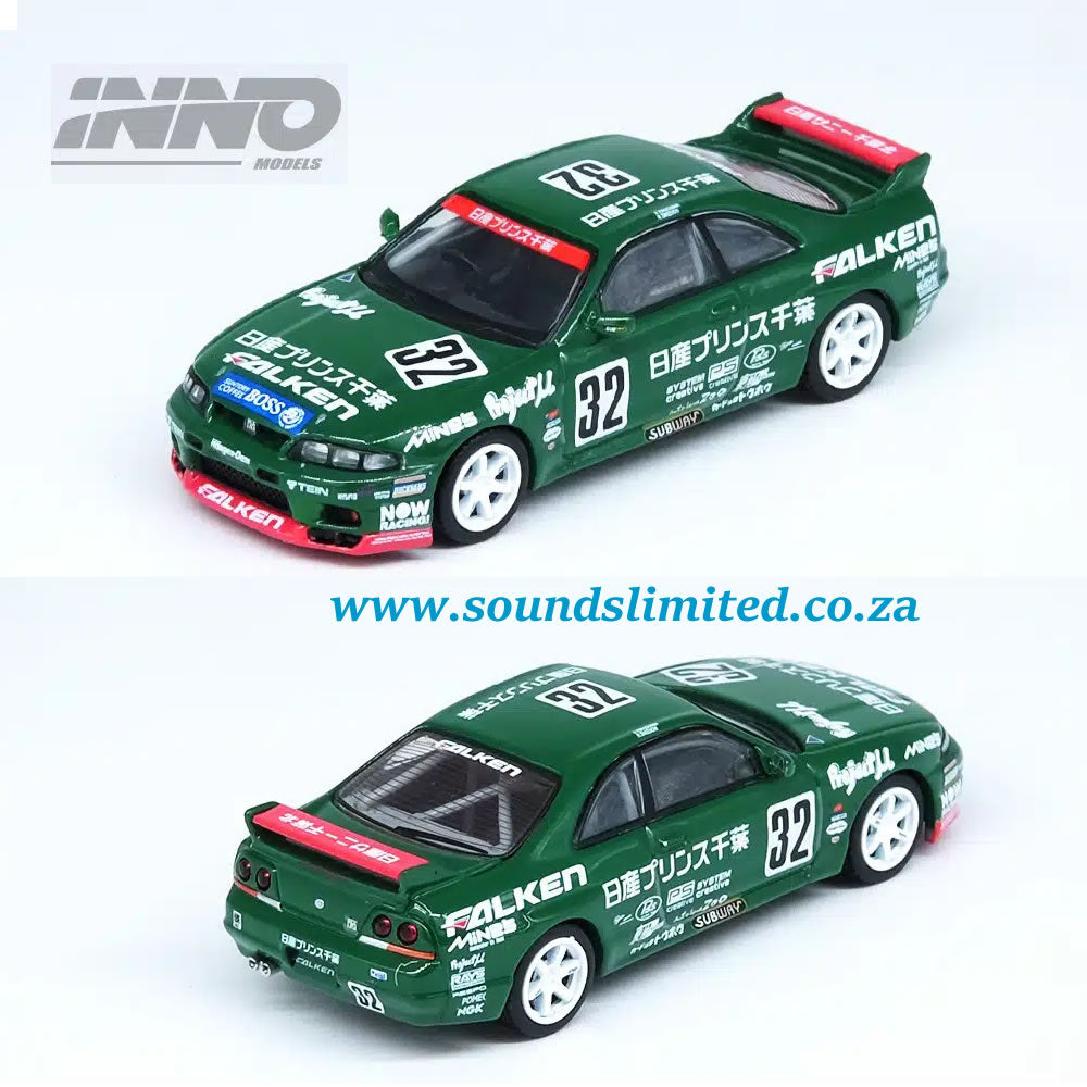 Inno64 1/64 Nissan Skyline GT-R R33 PRINCE CHIBA FALKEN IN64-R33R-N1896