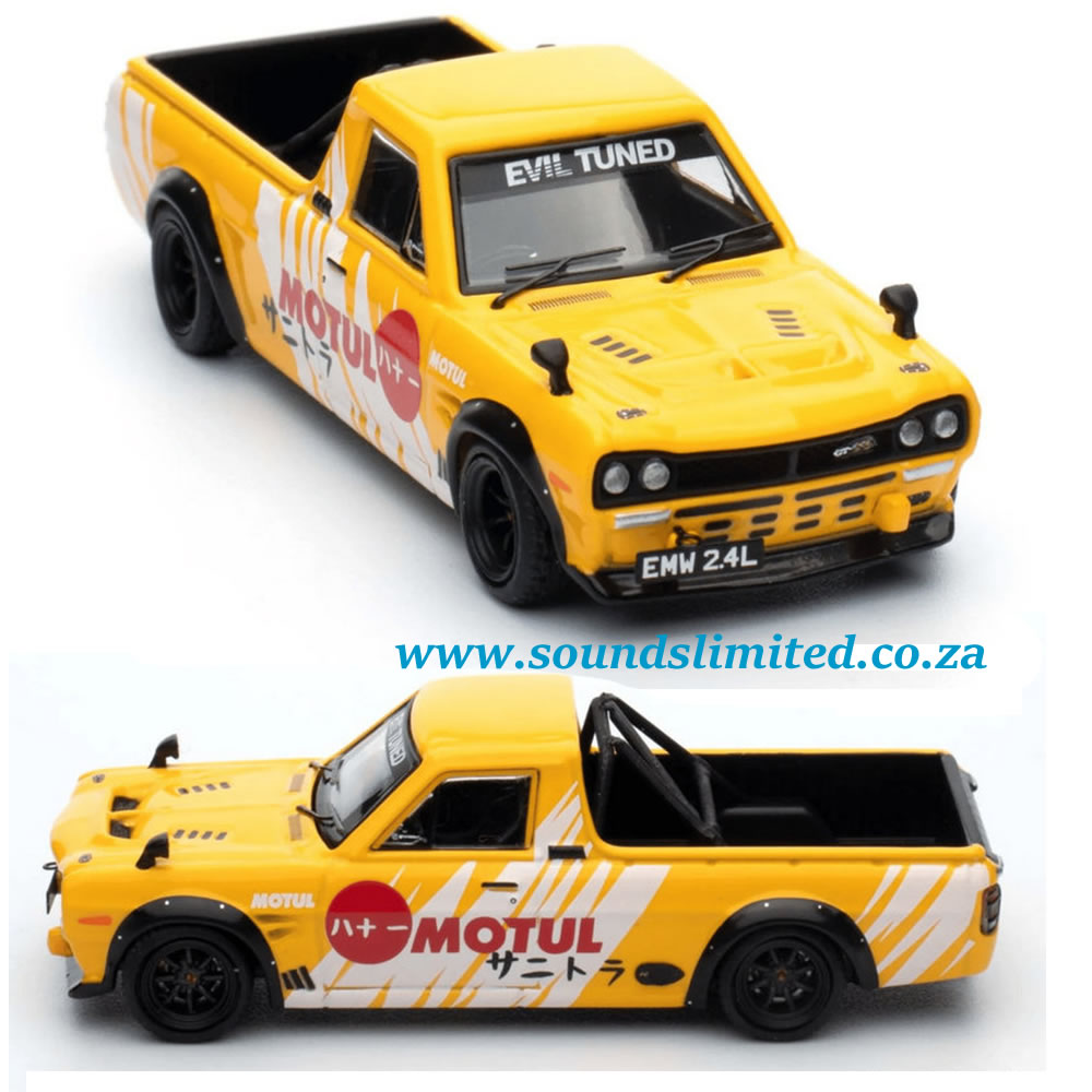 Inno64 Models 1/64 Nissan Sunny Pick Up Truck Hakotora “Motul” Livery IN64-HKT-MOTUL