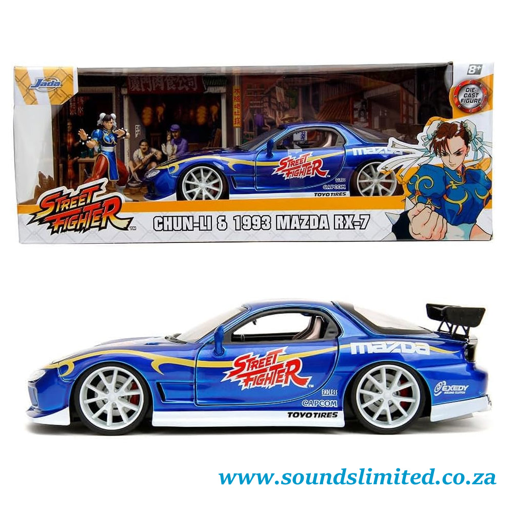 Jada Street Fighter Chun-Li & 1993 Mazda RX7 1:24 Die-Cast Car 30838
