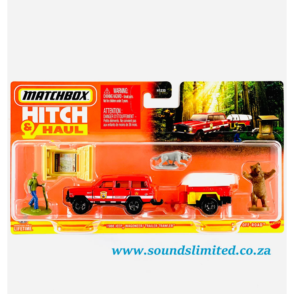 Matchbox Hitch & Haul 1988 Jeep Wagoneer With MBX Trailer Trawler HVP29