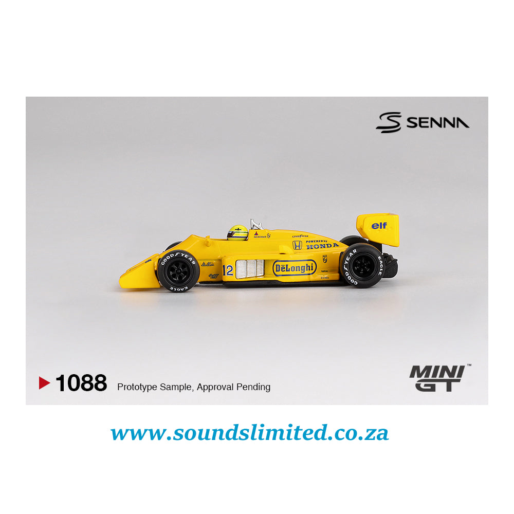 Mini GT #1088 Lotus 99T #12 Ayrton Senna 1987 Monaco Grand Prix Winner