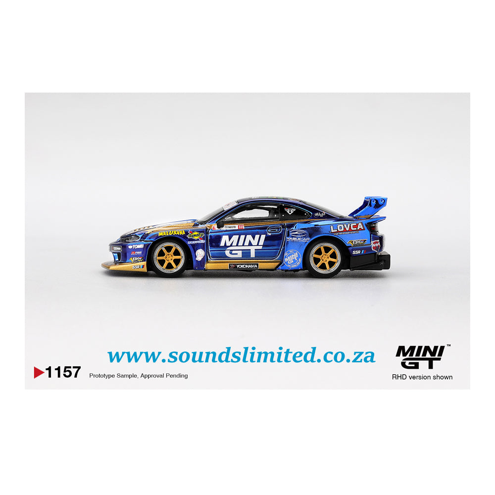 Mini GT #1157 Nissan Silvia (S15) LB-Super Silhouette #555 Team MINI GT Liberty Walk 2025 Formula Drift