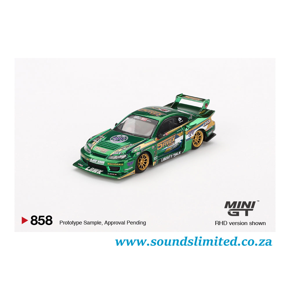 Mini GT #858 Nissan LB-Super Silhouette S15 SILVIA LBWK 2024 Fausto Racing Blister Packaging