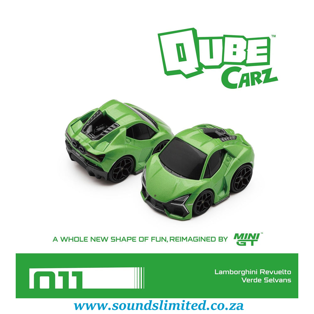 Mini GT Qube Carz #011 Lamborghini Revuelto Verde Selvans QZ01301