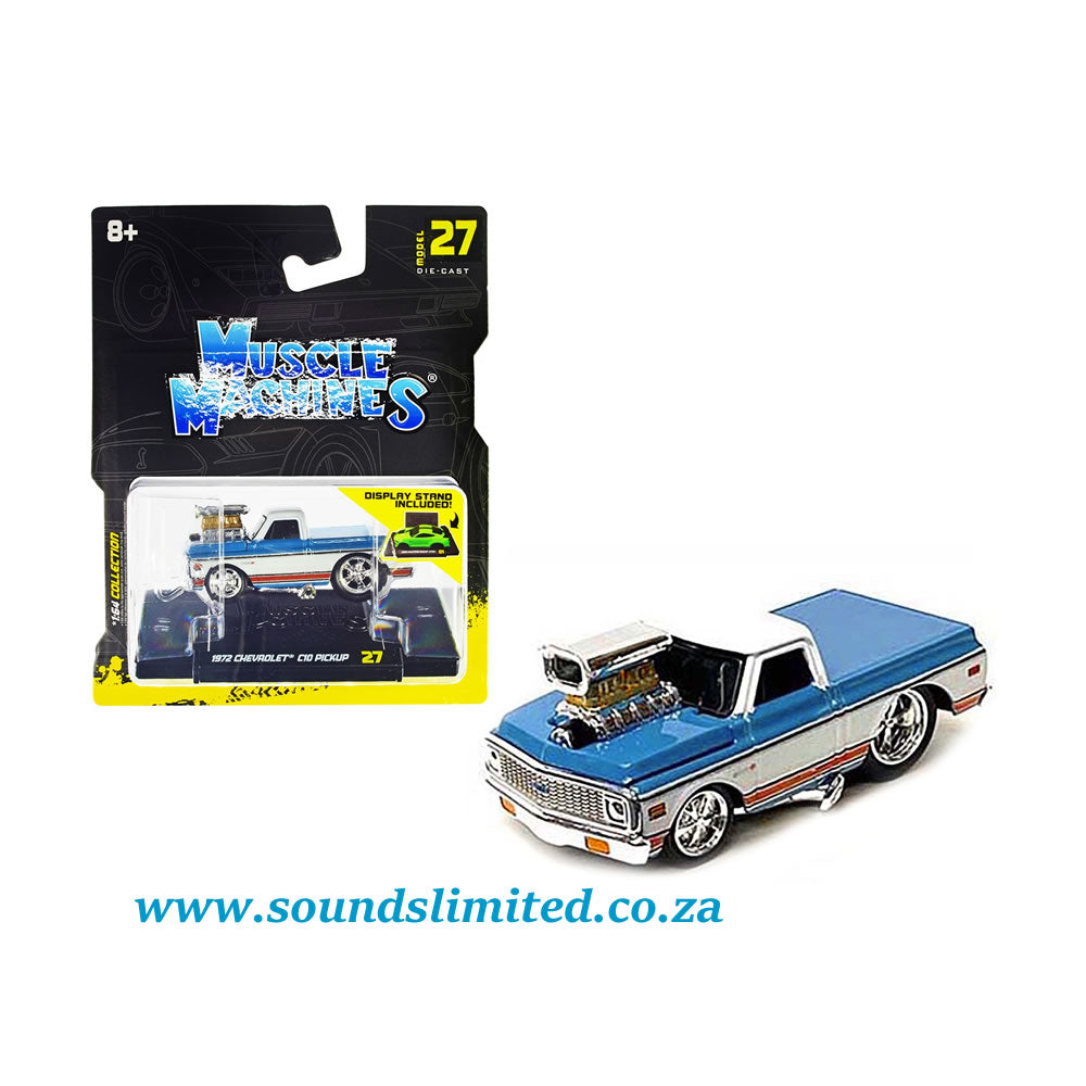 Maisto Muscle Machines 1:64 - 15567 1972 Chevrolet C10 Pickup Blue / White #27