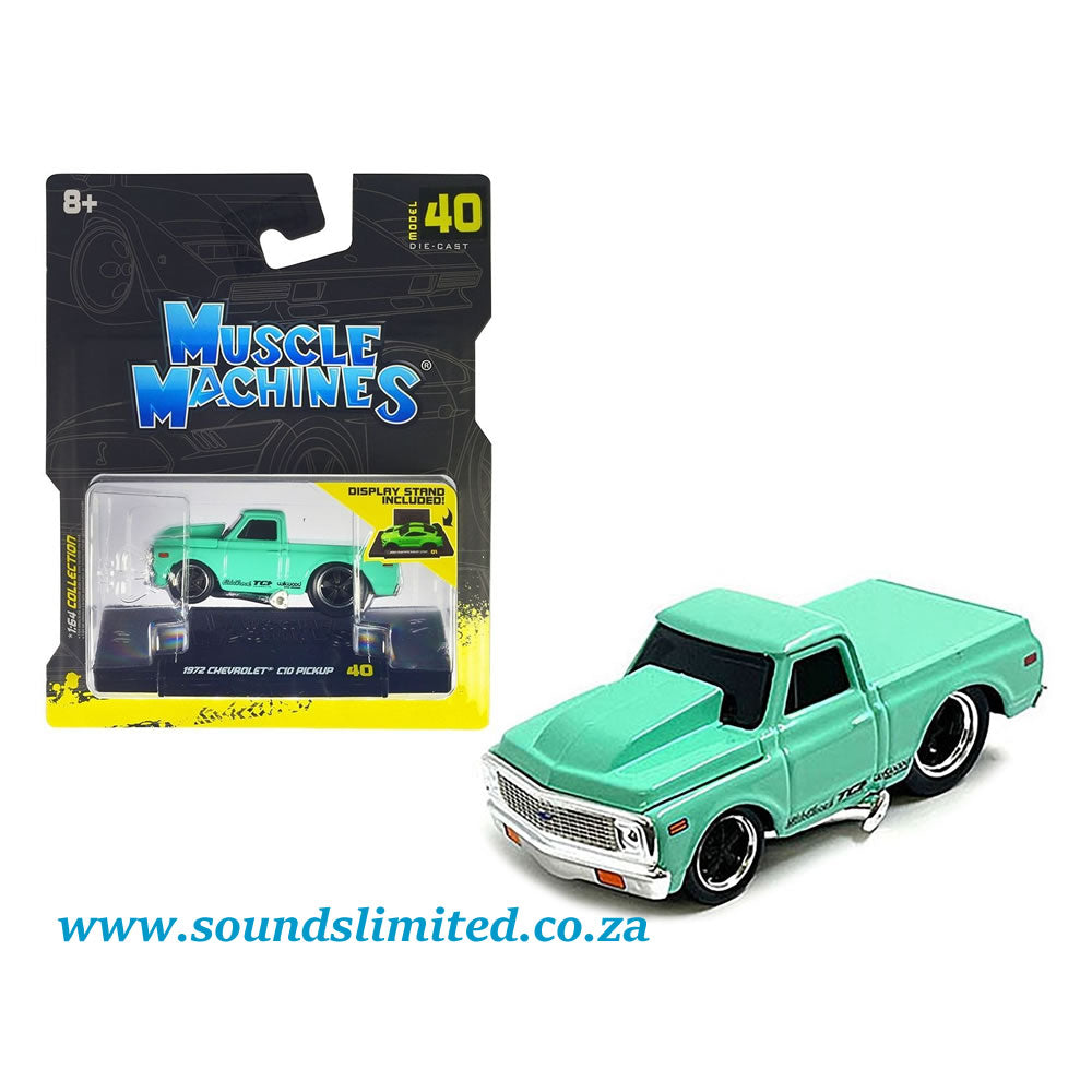 Maisto Muscle Machines 1:64 - 15580 1972 Chevrolet C10 Pickup Truck Light Green #40