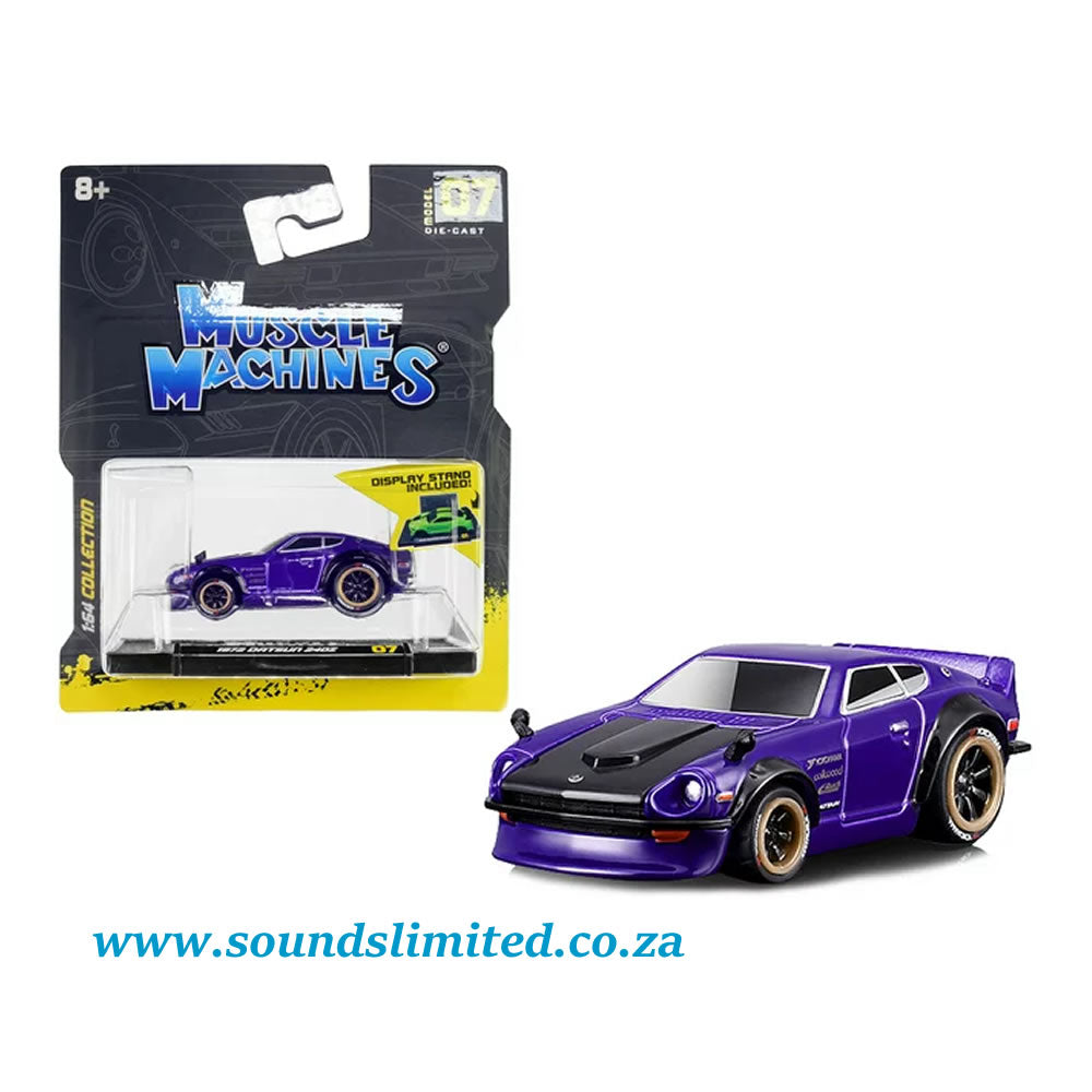 Maisto Muscle Machines 1:64 - 1972 Datsun 240z Model Car, Purple & Dark Gray #07