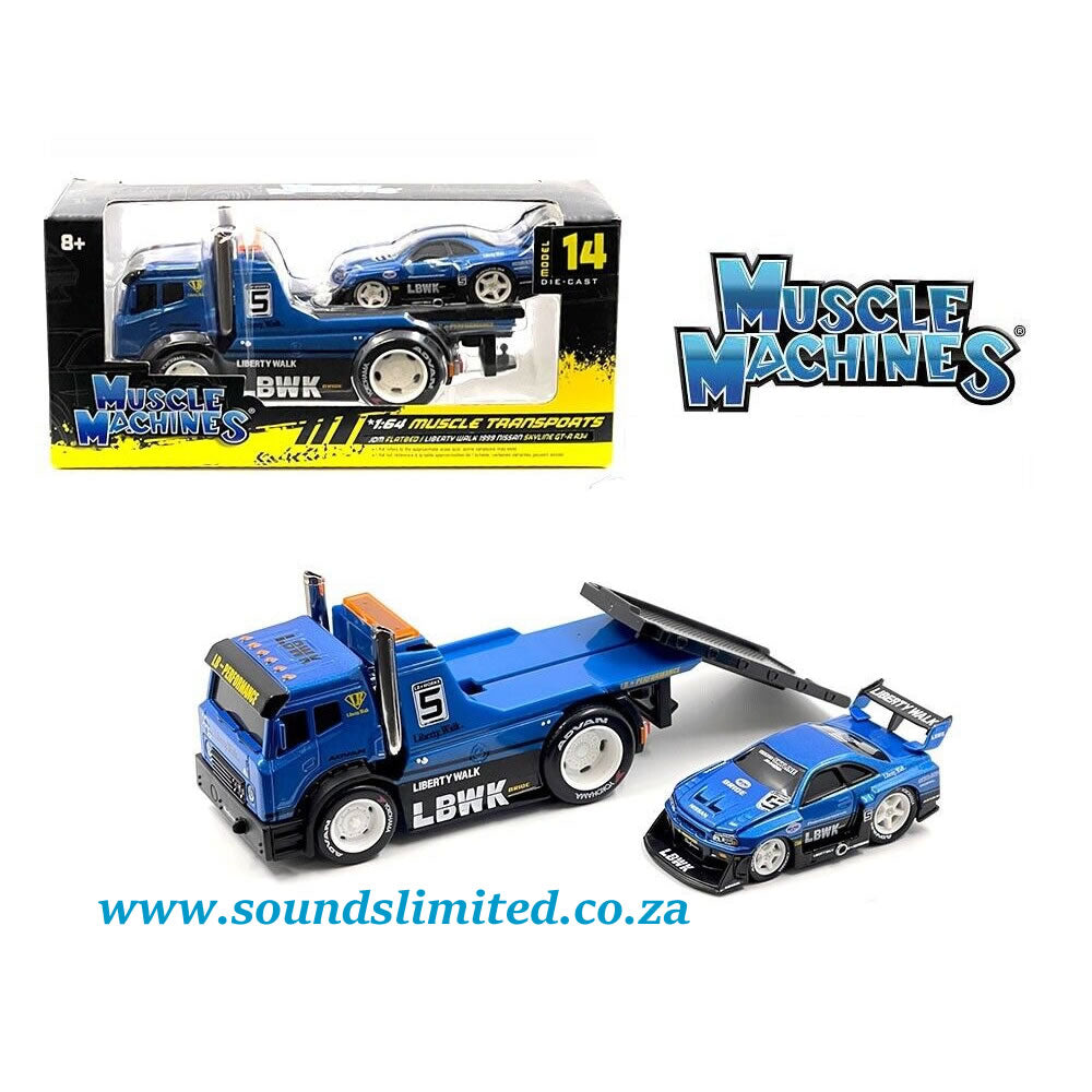 Maisto Muscle Machines Transport 1:64 - Liberty Walk Nissan Skyline GT-R R34 1999 Blue 11546 #14