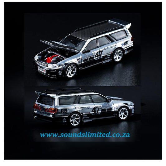 Pop Race 1/64 Nissan Stagea GTR R34 Wagon (Silver) PR64-56