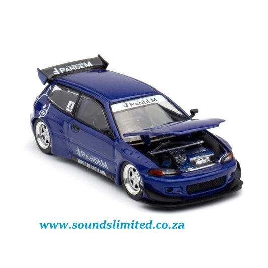 Pop Race 1/64 Pandem Civic EG6 Metallic Blue PR64-127