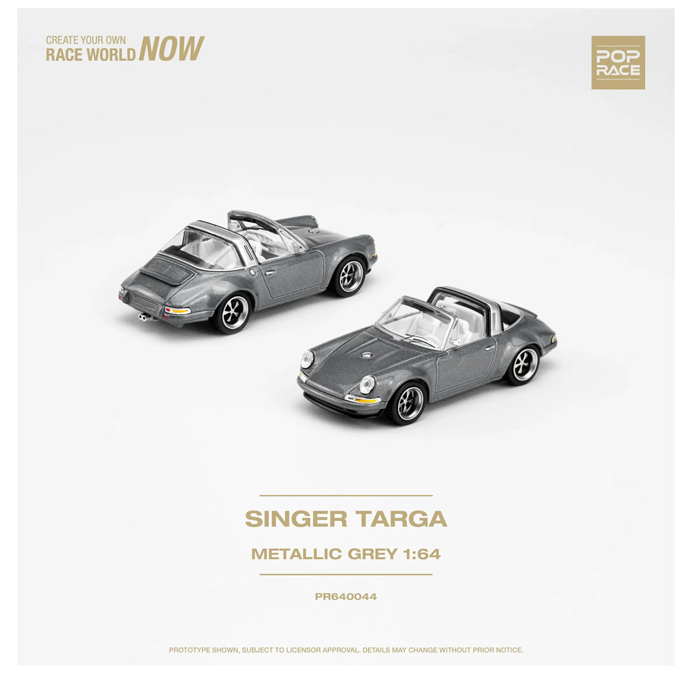 Pop Race 1/64 Singer Targa Porsche 911 Metallic Gray PR64-44