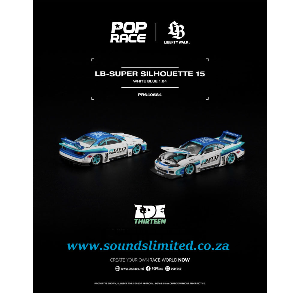 Pop Race LB-Super Silhouette S15 White / Blue 2026 Indonesia Diecast Expo (IDE) PR64-584