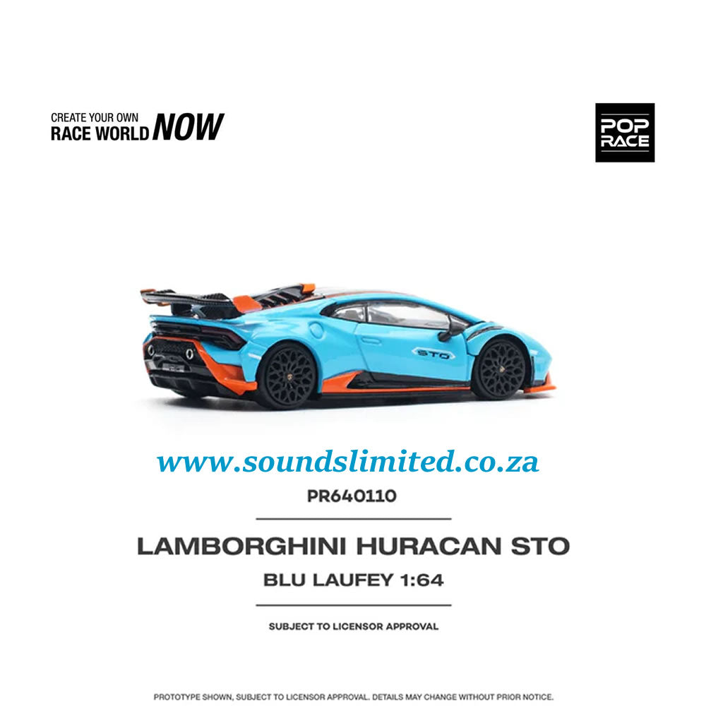 Pop Race Lamborghini HURACÁN STO Blu Laufey/Arancio Xanto PR64-110