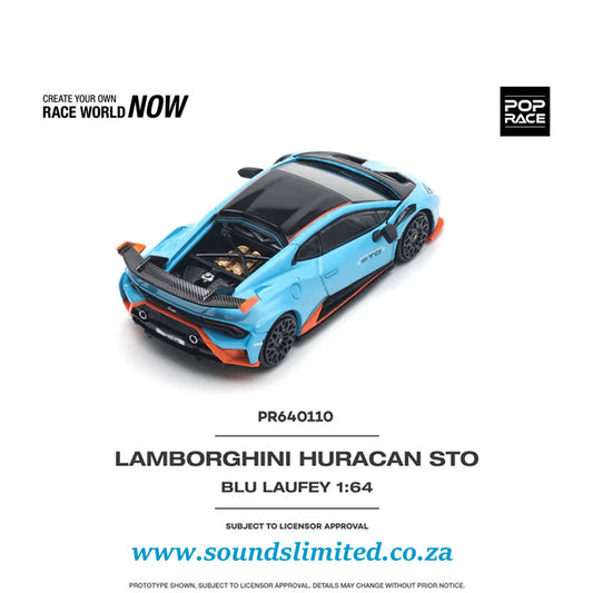 Pop Race Lamborghini HURACÁN STO Blu Laufey/Arancio Xanto PR64-110