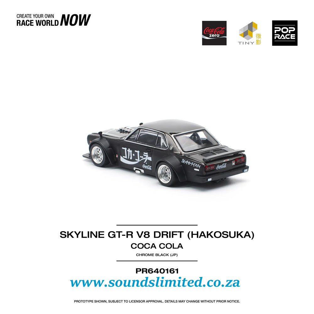 Pop Race Skyline GT-R Drift Hakosuka JP Coca Cola Zero Black Chrome PR64-161