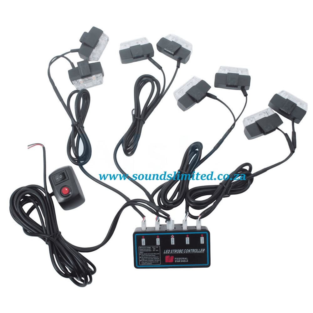 SL R1-014C 8pcs Strobe Warning Lights Clear (CPF)