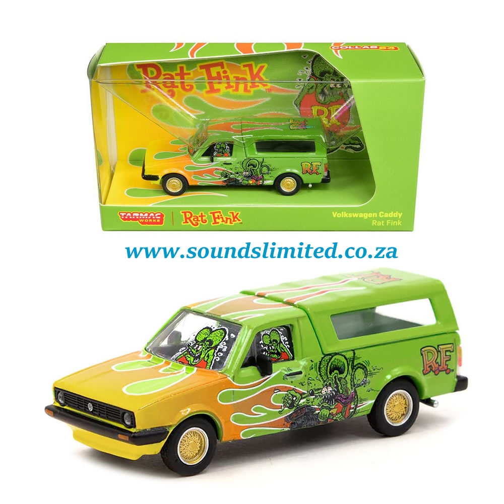Tarmac Works Volkswagen Caddy Truck w/Camper Shell Green "Rat Fink" 1/64 Diecast