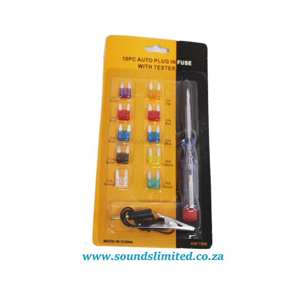 Power test light with 10pcs Mini blade fuse's