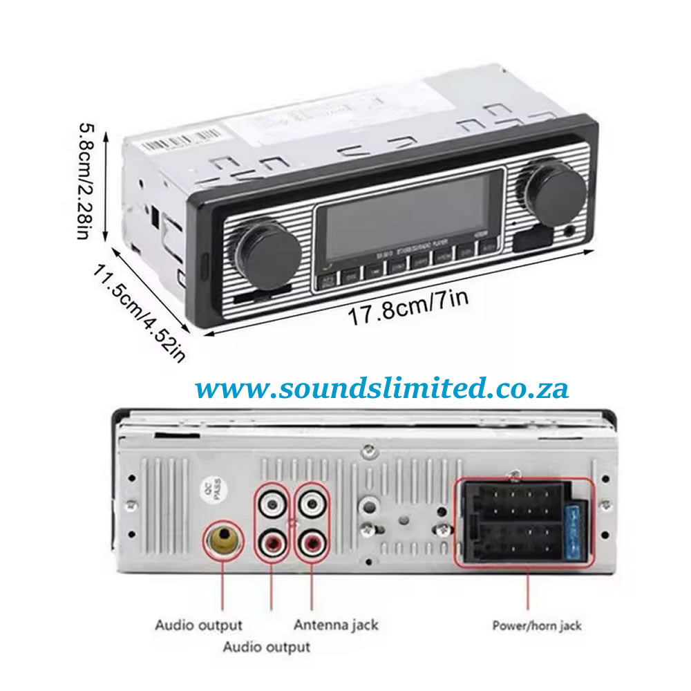 12V Bluetooth Retro Car Radio MP3 Player Stereo USB AUX Classic Car Stereo Audio