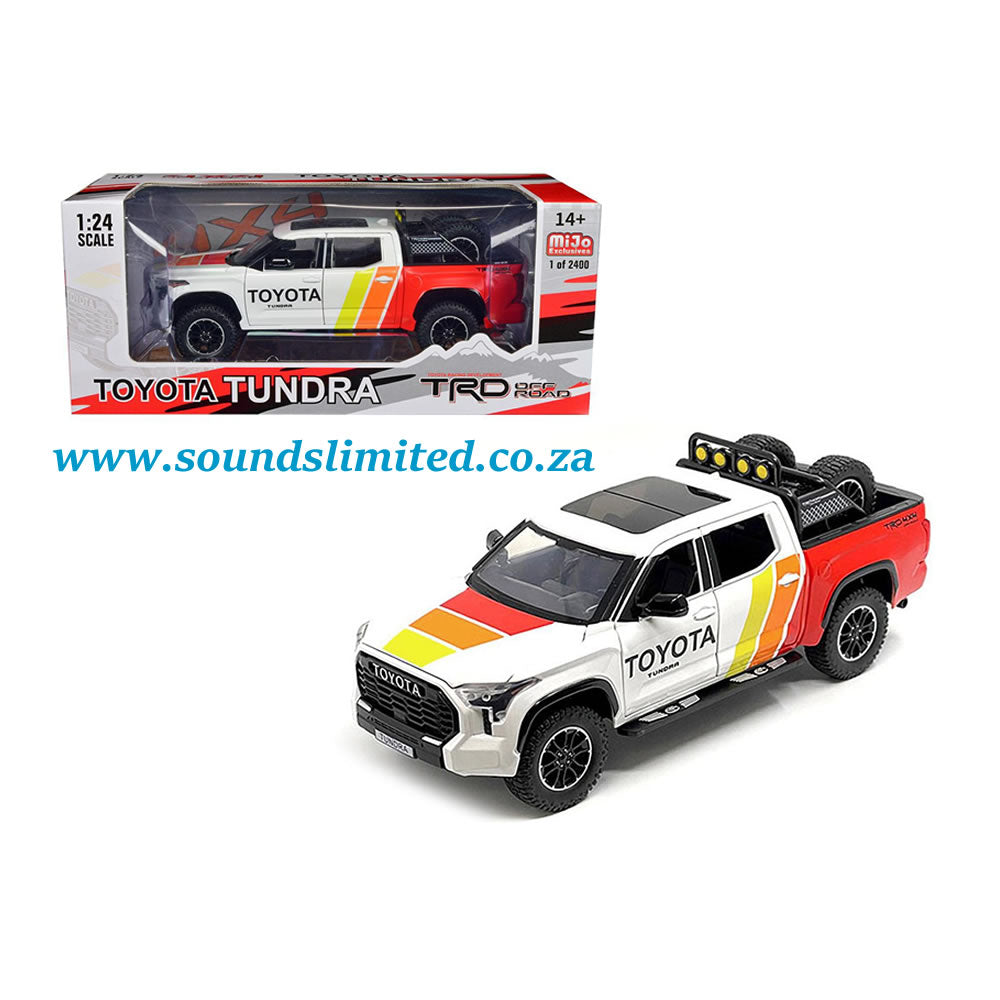 2023 Toyota Tundra TRD 4x4 Pickup Truck White and Red with Stripes with Sunroof 1/24