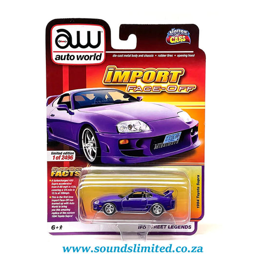 AutoWorld 1:64 1994 Toyota Supra Import Face-Off Limited Edition Purple