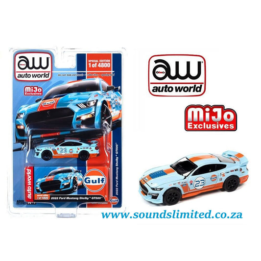 AutoWorld 1:64 2022 Ford Mustang Shelby GT500 GULF Diecast Model CP8052 Mijo