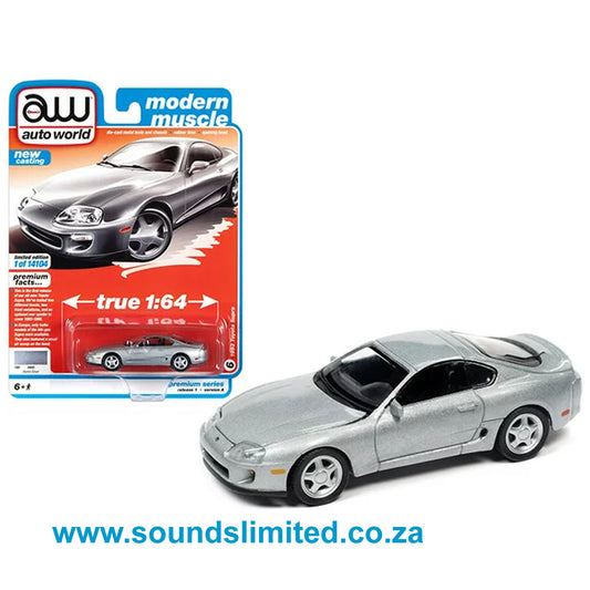 AutoWorld 1993 Toyota Supra Alpine Silver "Modern Muscle"