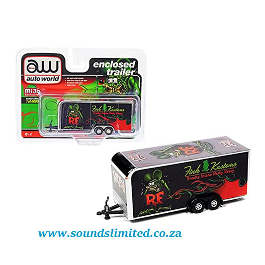 Autoworld CP7894 4-Wheel Enclosed Car Trailer Rat Fink 1/64