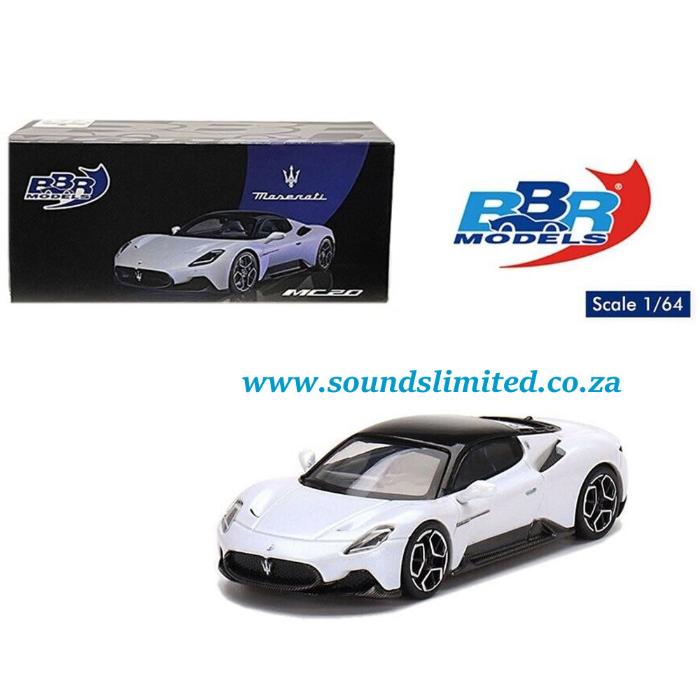 BBR Models BBRDIE6401 Maserati MC20 1:64 Bianco Audace White