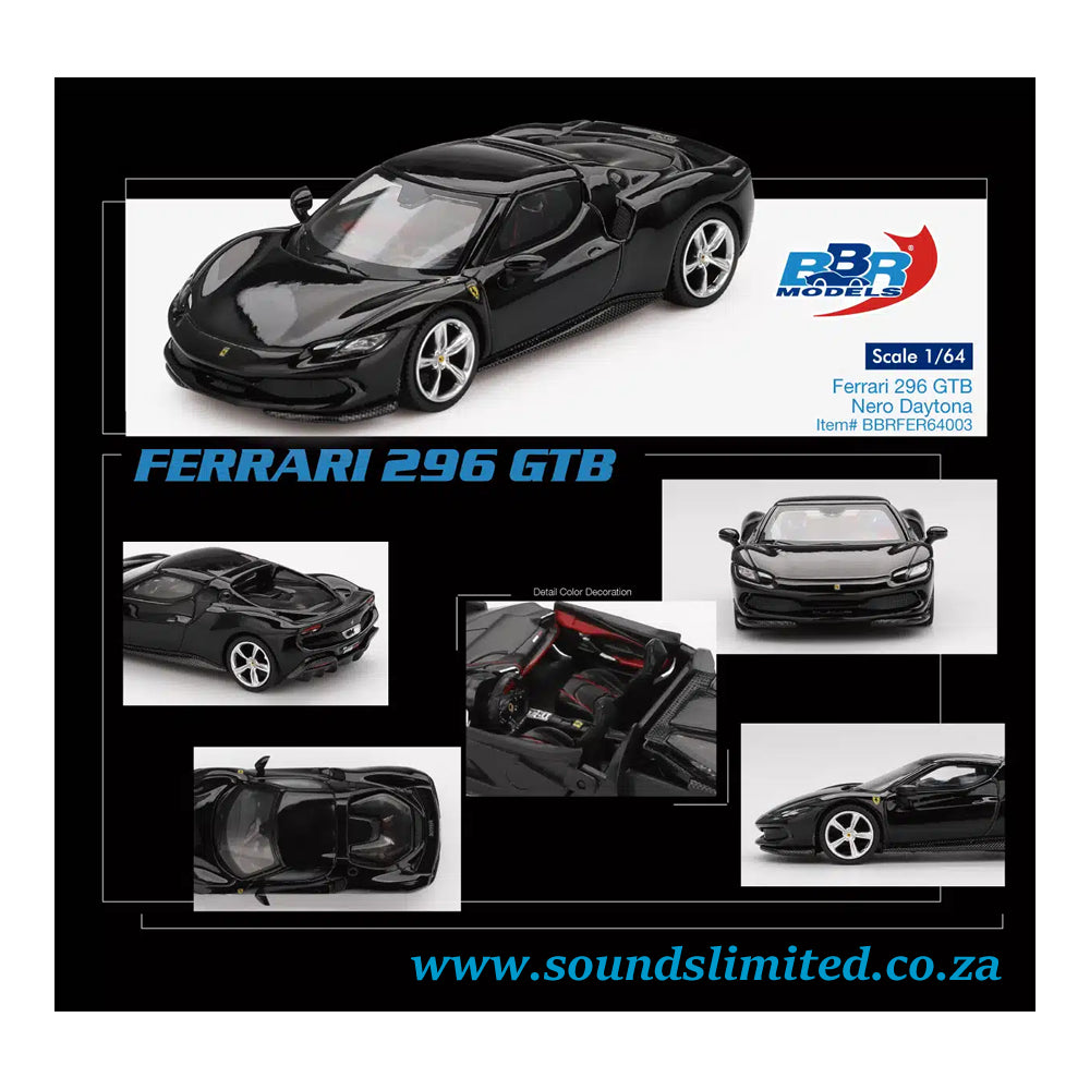 BBR Models Ferrari 296 GTB Nero Daytona BBRFER64003