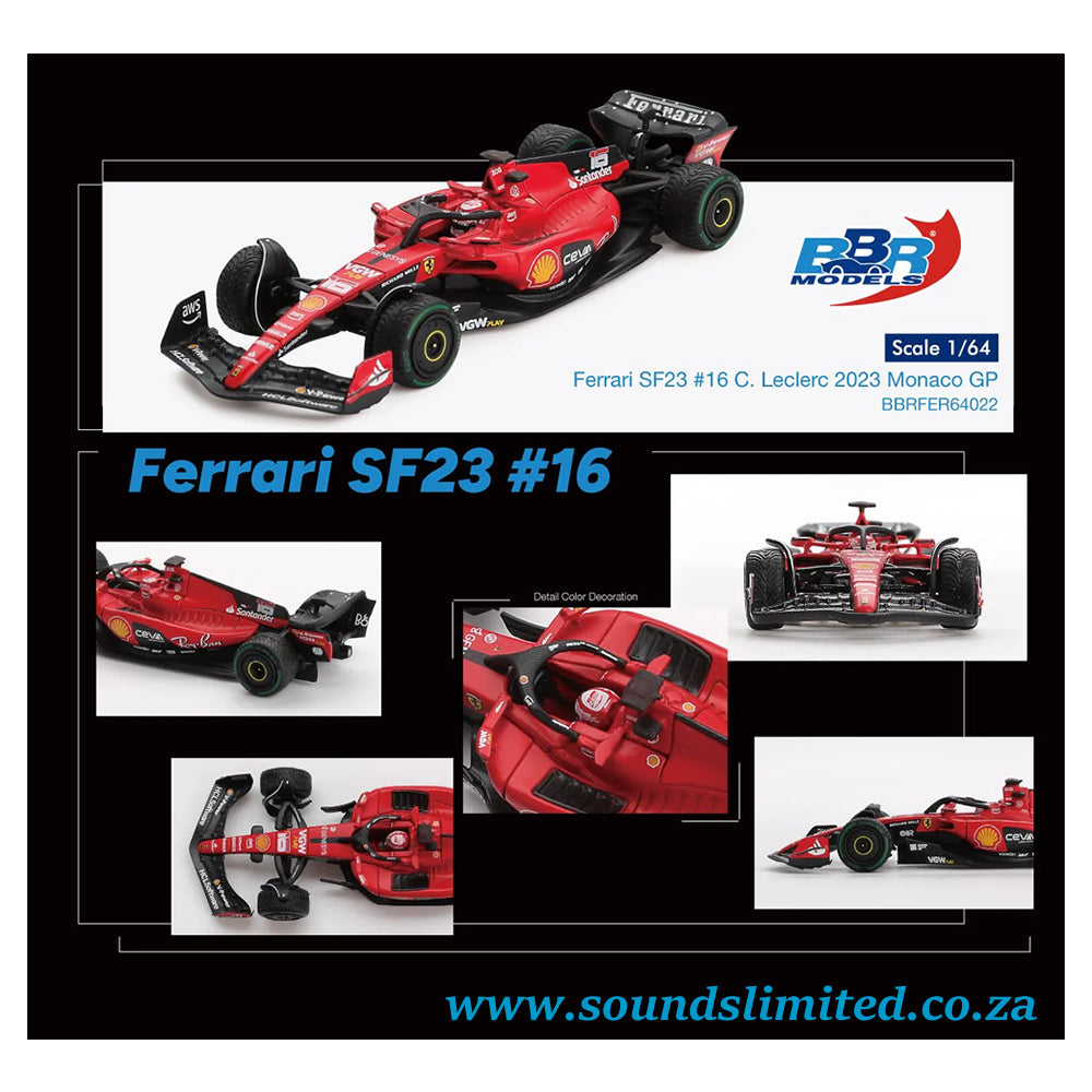 BBR Models Ferrari SF23 #16 C Leclerc 2023 Monaco GP BBRFER64022