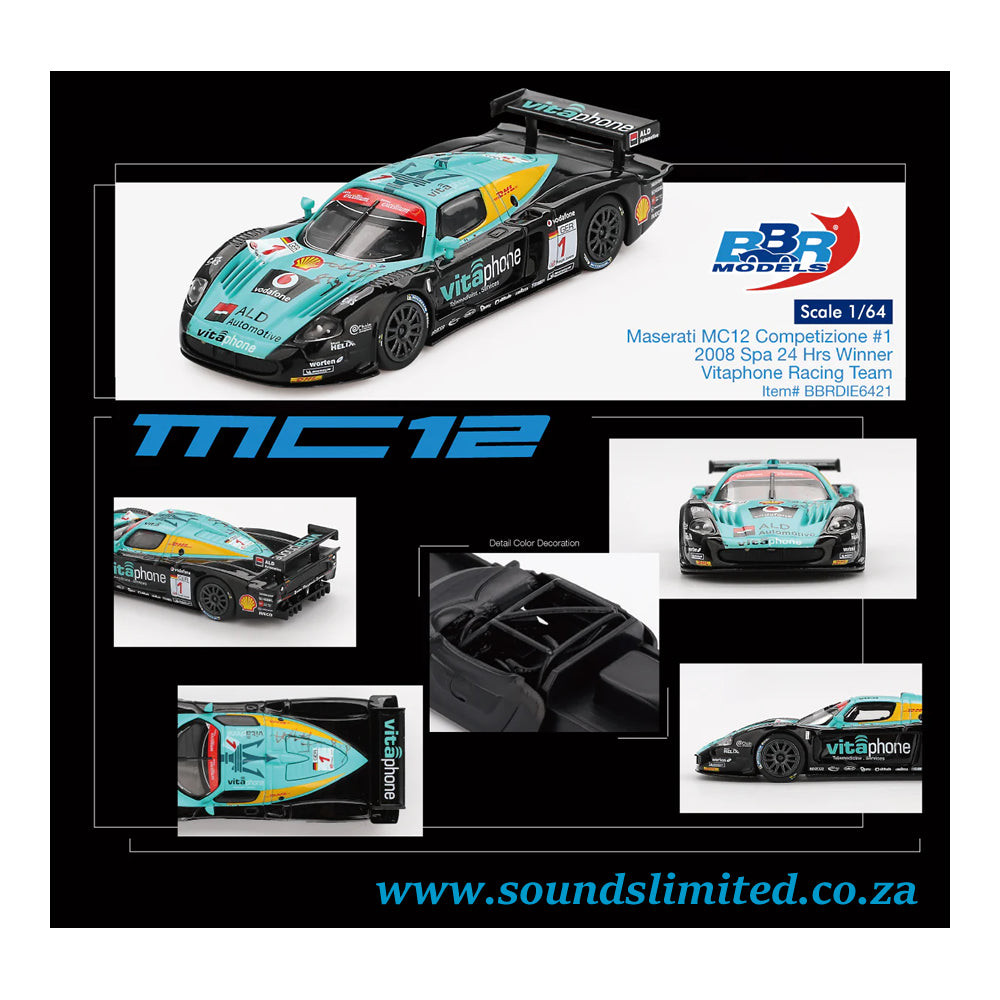 BBR Models Maserati MC12 Competitione #1 Vitaphone Racing Team Spa 24 Hrs Winner 2008 BBRDIE6421