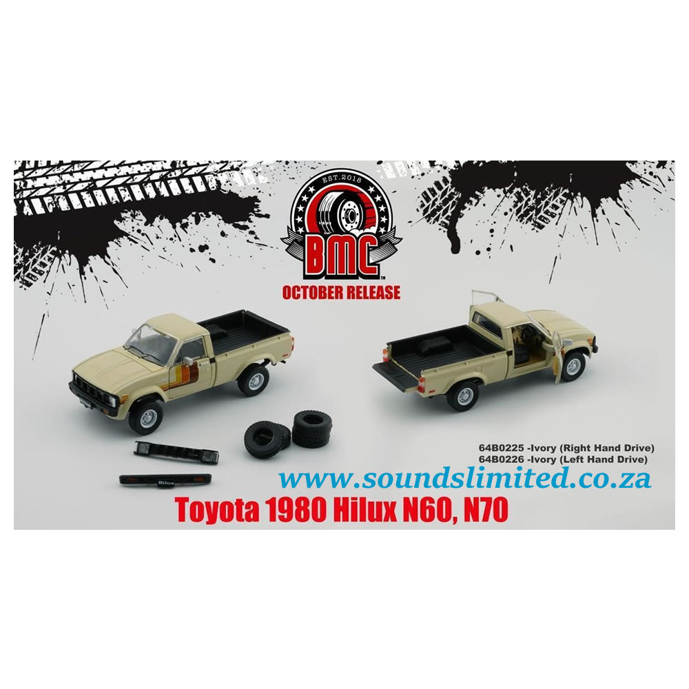 BM Creations 1:64 Toyota Hilux 1980 N60/N70 Ivory 64B0225