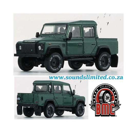 BM Creations Land Rover Defender 110 Pick UP Green RHD 1/64 64B0196
