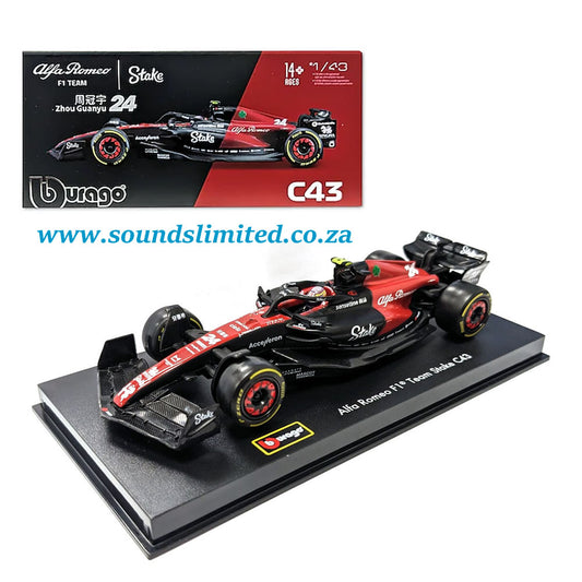 Bburago 18-38086 Model Car F1 Alfa Romeo C43 #24 Zhou Guanyu 1/43