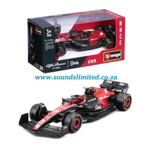 Bburago Race Alfa Romeo C43 2023 #24 Guanyu 1/43 18-38085
