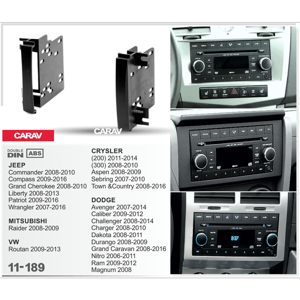 Carav 11-189 Jeep, Dodge, Chrysler In Dash Car Radio Trimplate