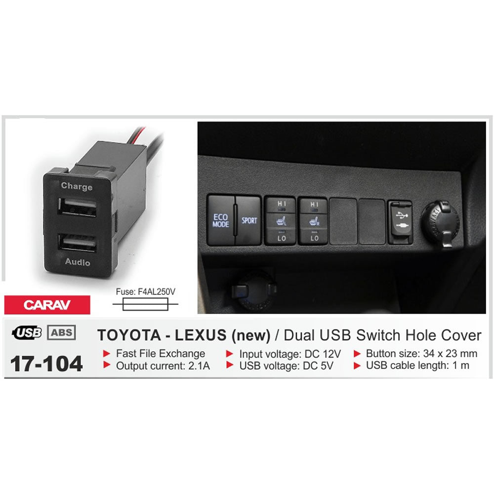 Carav 17-104 - Toyota / Lexus (NEW) Dual USB Switch Hole Cover