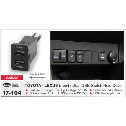 Carav 17-104 - Toyota / Lexus (NEW) Dual USB Switch Hole Cover
