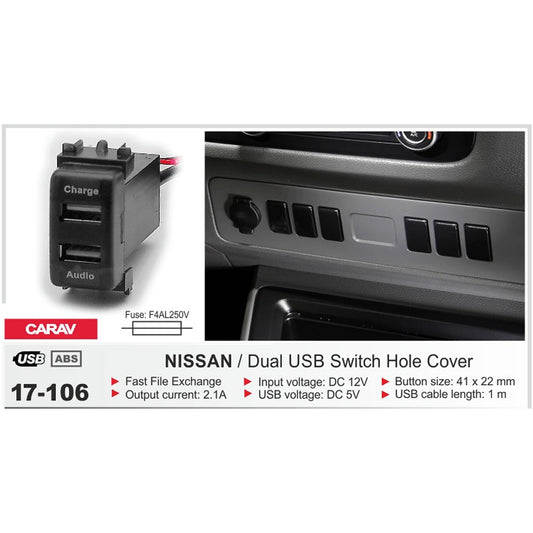 Carav 17-106 - Nissan Dual USB Switch Hole Cover