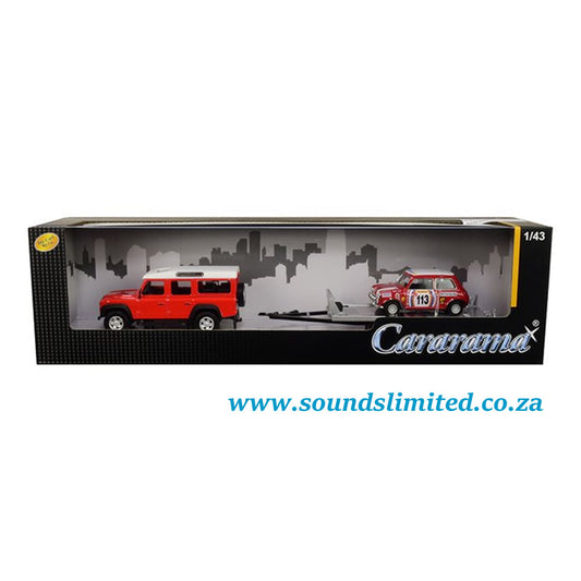 Cararama Land Rover Defender 110 with Trailer & Mini Cooper 48131M