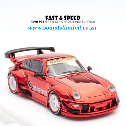 Fast Speed Porsche RWB 993 GT Wing - Chrome Red Supreme
