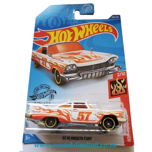 Hot Wheels 2020 Hw Flames '57 Plymouth Fury, White 168/250