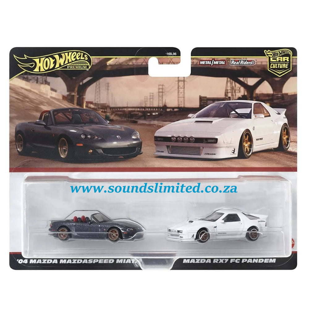 Hot Wheels Premium Car Culture 2-Pack - ´04 Mazda Mazdaspeed Miata & Mazda RX7 FC Pandem - HRR75